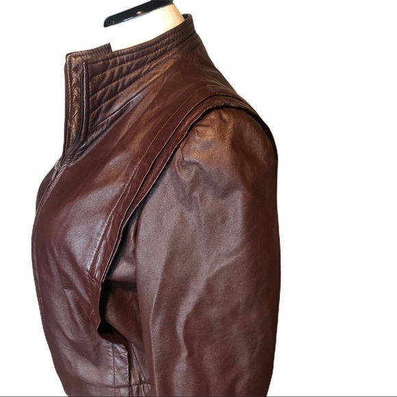 Berman’s Jackets & Blazers - Vintage Berman’s Maroon Leather Moto bomber jacket